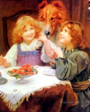 High Expectations idyllique enfants Arthur John Elsley enfants animaux Peinture à l'huile